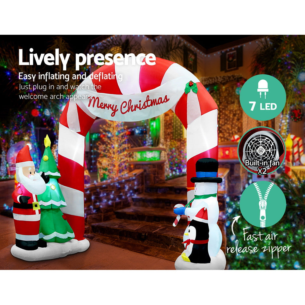 NNEDSZ Jollys 3M Christmas Inflatable Archway with Santa Xmas Decor LED-3