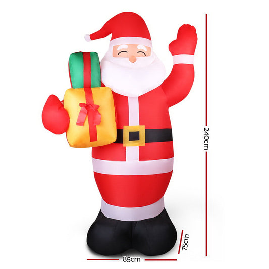 NNEDSZ Jollys 2.4M Christmas Inflatables Santa Xmas Light Decor LED Airpower-1