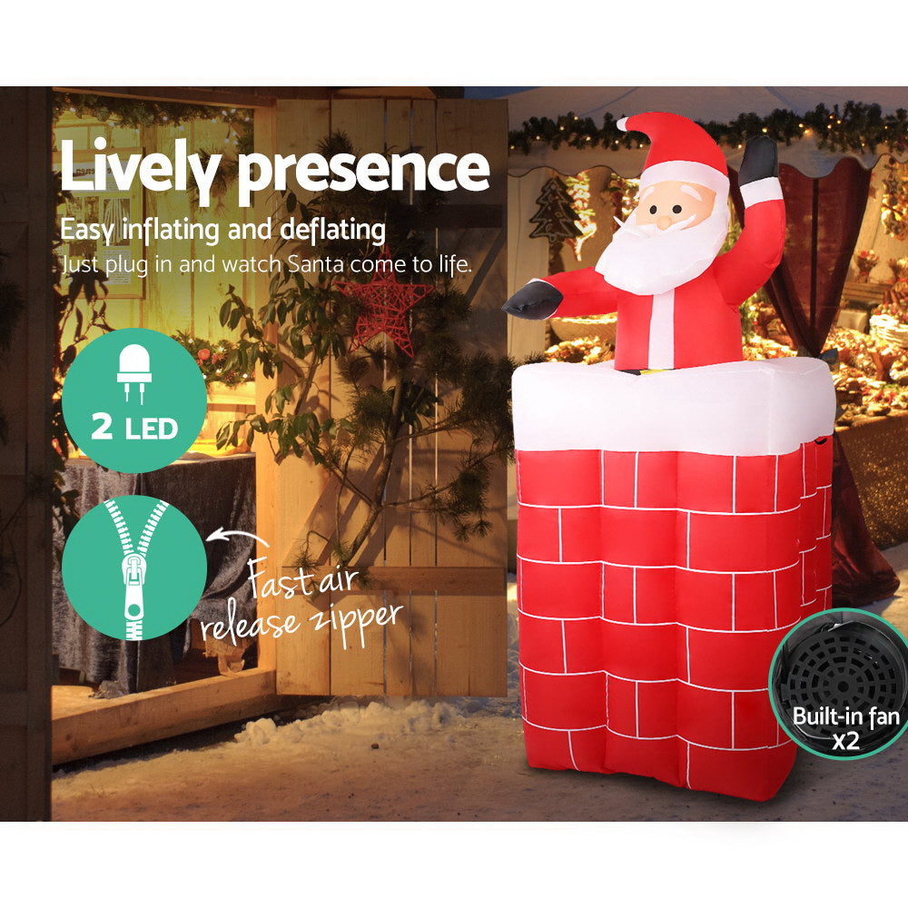 NNEDSZ Jollys 1.8M Christmas Inflatable Archway with Santa Xmas Decor LED-4
