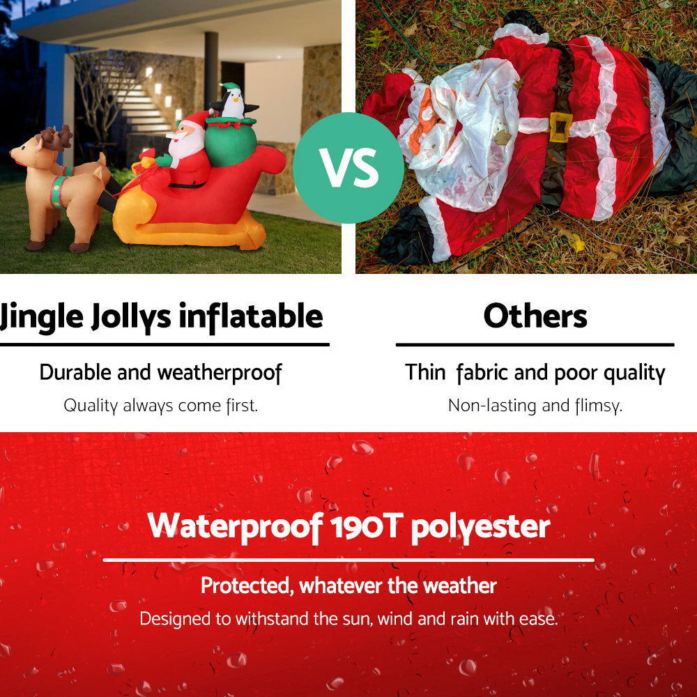 NNEDSZ Jollys 2.2M Christmas Inflatable Santa Sleigh Ride Reindeer Deer Decor-3
