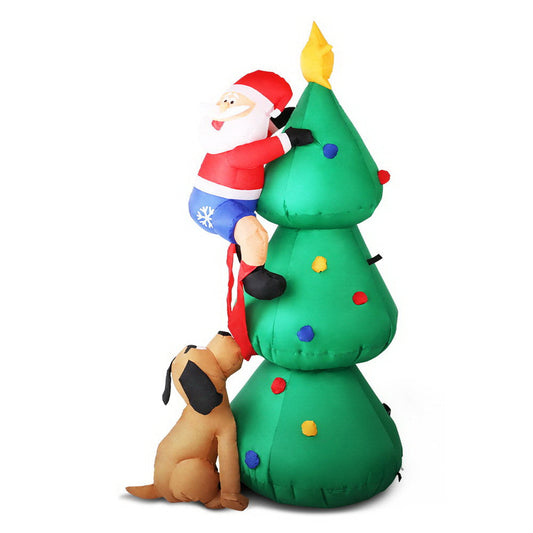 NNEDSZ Jollys 1.8M Christmas Inflatable Santa on Tree Lights Xmas Decor Airblown-0