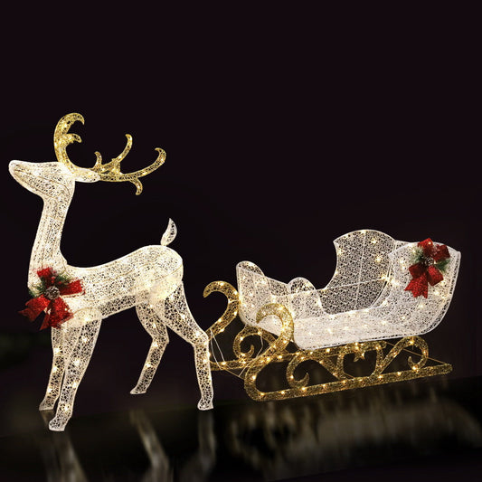 NNEDSZ Jingle Jollys Christmas Lights Motif LED Rope Light Reindeer Sleigh Xmas Decor-0