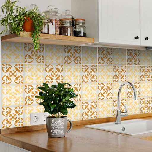 Two colors tiles Orange and Yellow pattern peel and stick Tile Stickers Model - A46-1