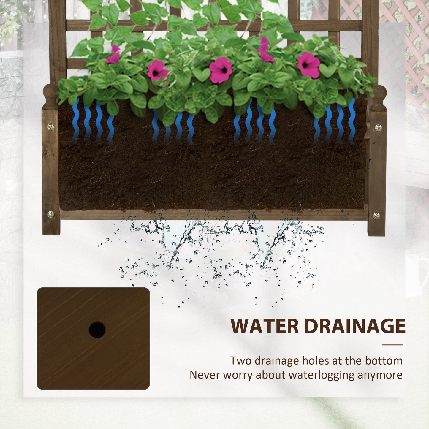 Garden Planters with Trellis for Climbing Vines, Wood Raised Beds for Garden, Flower Pot, Indoor Outdoor, Brown-4