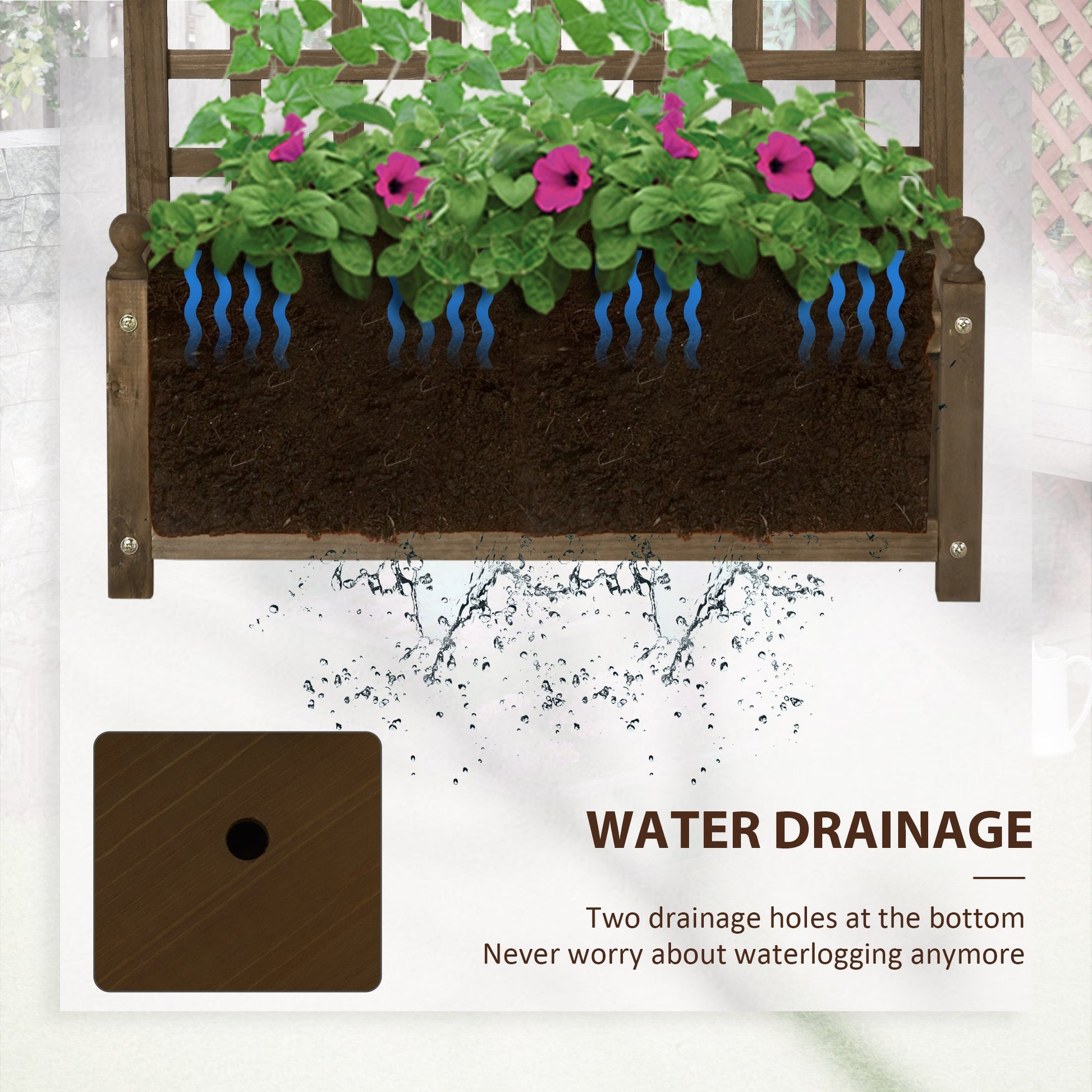 Garden Planters with Trellis for Climbing Vines, Wood Raised Beds for Garden, Flower Pot, Indoor Outdoor, Brown-4
