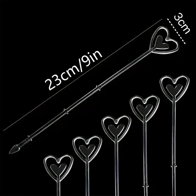 50-Piece Heart-Shaped Plastic Flower Card Holders-1