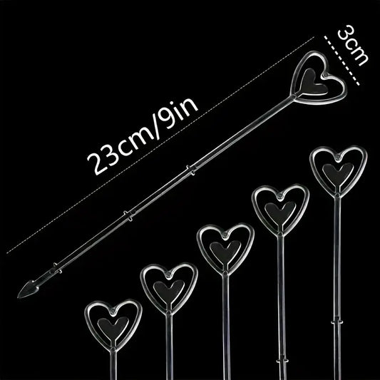 50-Piece Heart-Shaped Plastic Flower Card Holders-1