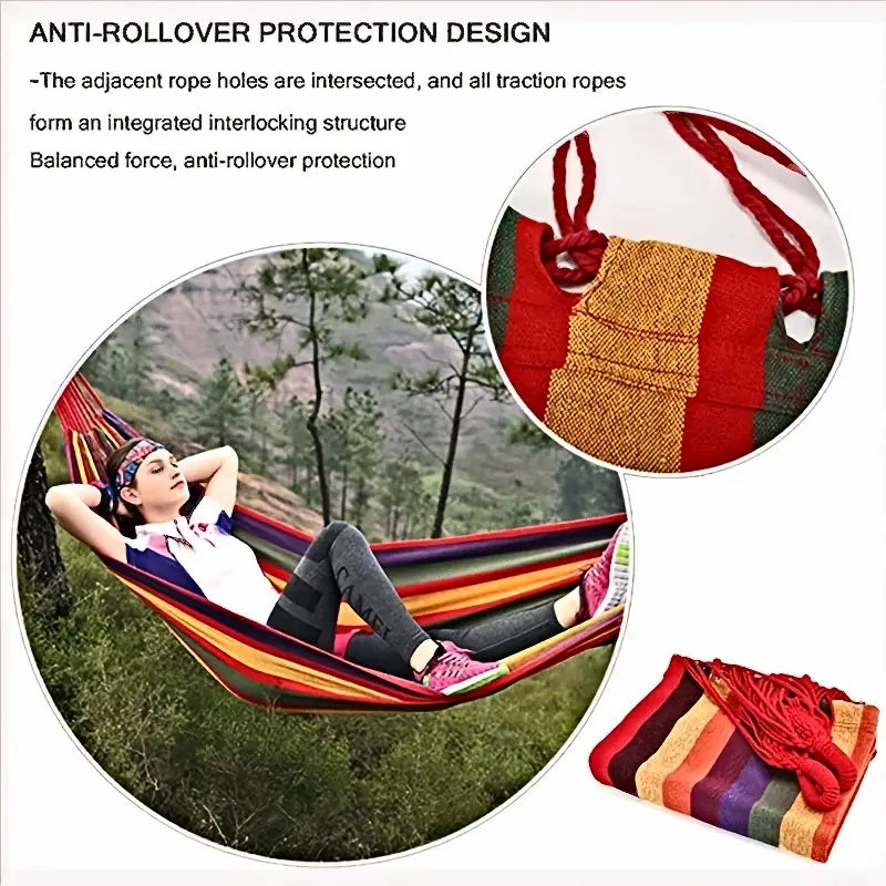Durable Camping Hammock with Tree Straps - 450lbs Capacity-3