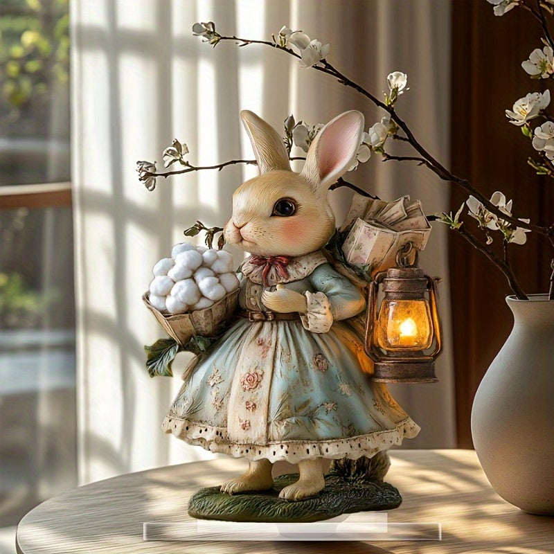 2D Boho Easter Bunny Acrylic Tabletop Statue-3