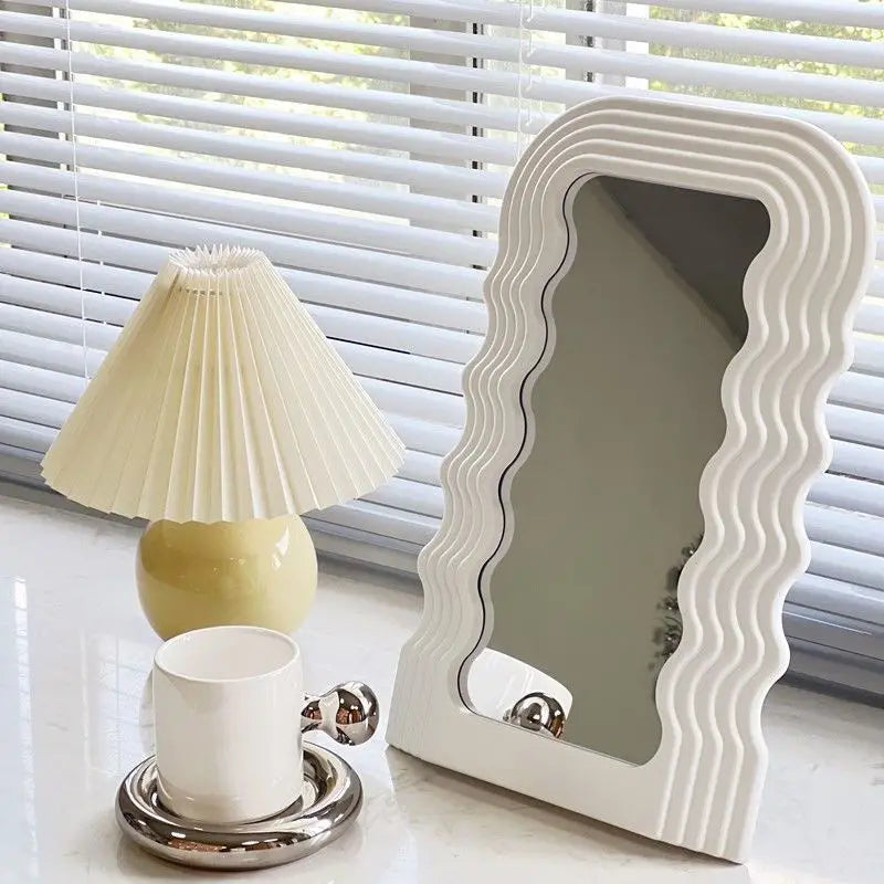 Aesthetic Wall Mounted Mirror With Wave Pattern Frame-5