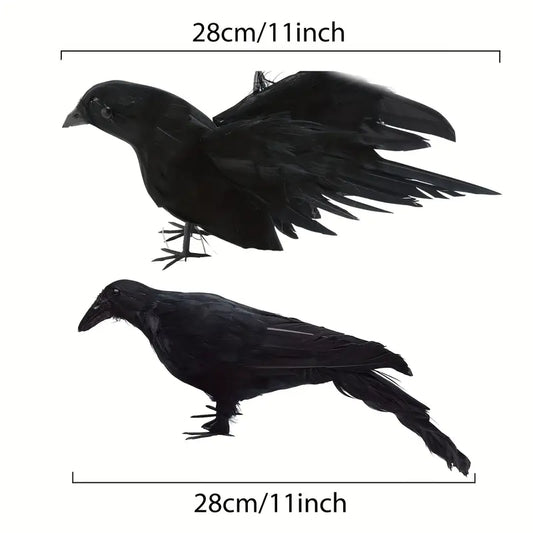 The Midnight Raven: Realistic Halloween Feathered Crow-1