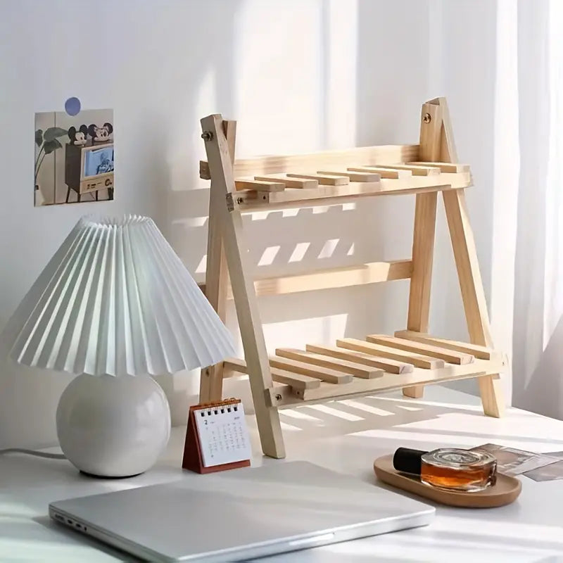 Clutter-Free and Chic: Wooden 2-Tiers Desktop Organizer Shelves-3