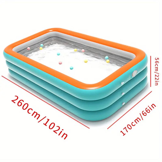 Large Inflatable Family Swimming Pool (260x170x56cm)-1