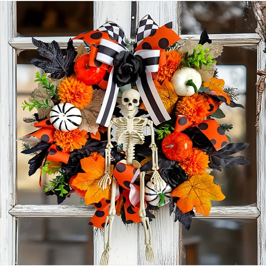 Halloween Skeleton Wreath Pumpkin Skull-1