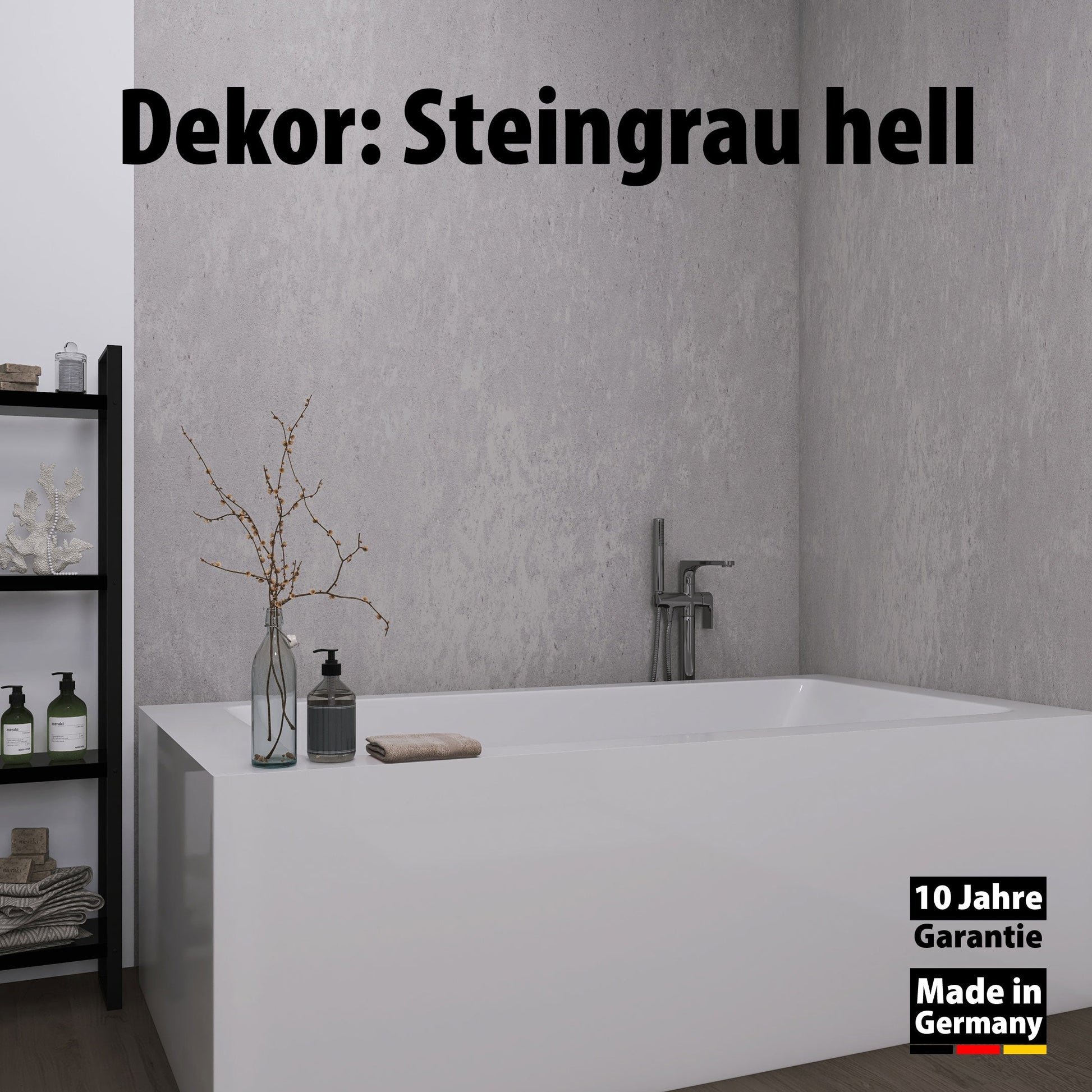 Duschrückwand - Steingrau Hell (250x100cm)-1