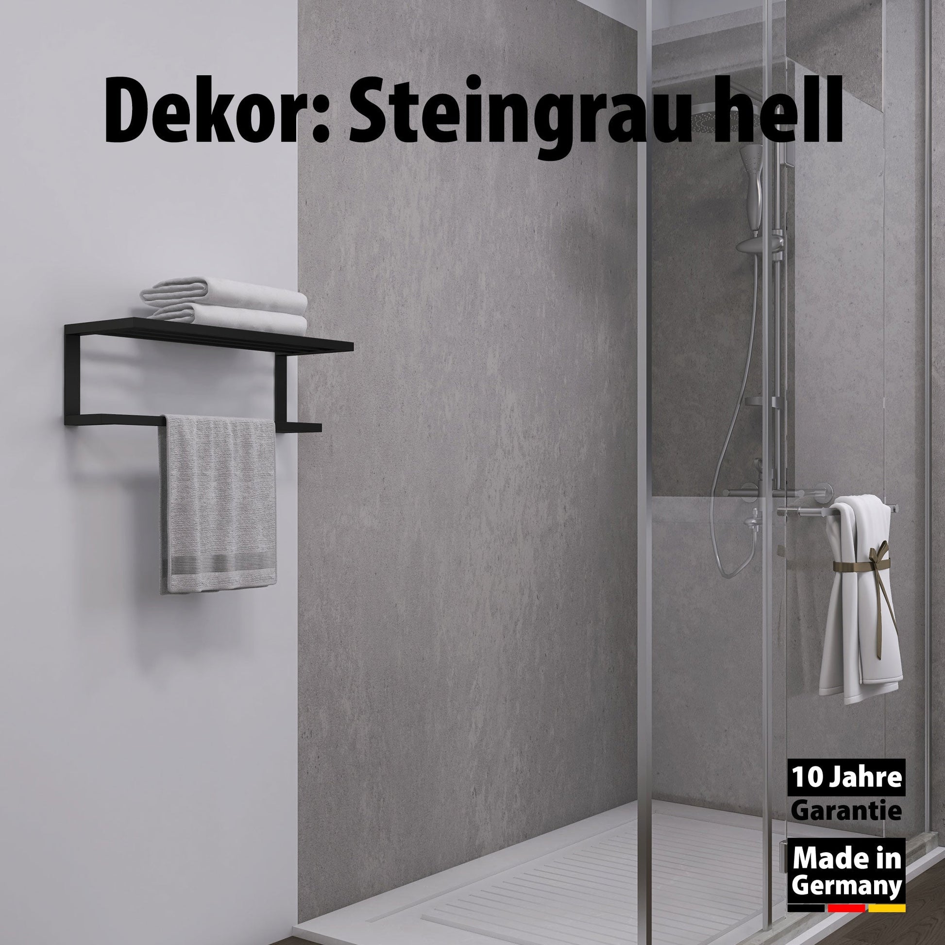 Duschrückwand - Steingrau Hell (250x100cm)-0