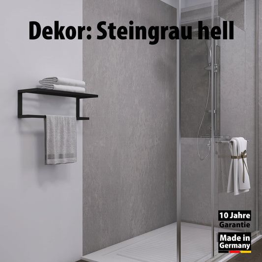 Duschrückwand - Steingrau Hell (250x100cm)-0