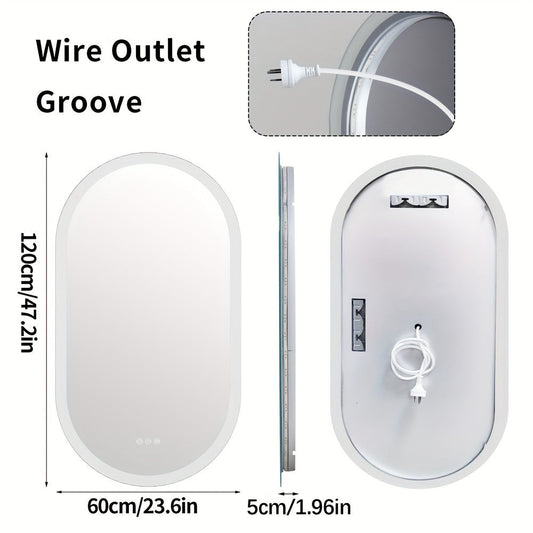 1-Piece Oval Backlit LED Bathroom Mirror with Anti-Fog-1