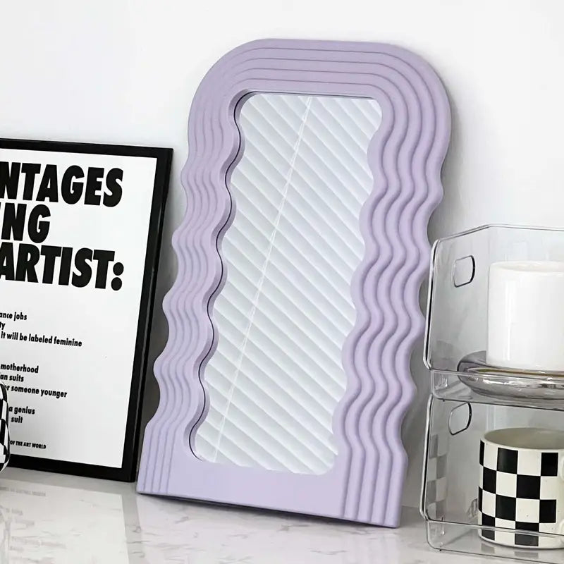 Aesthetic Wall Mounted Mirror With Wave Pattern Frame-6