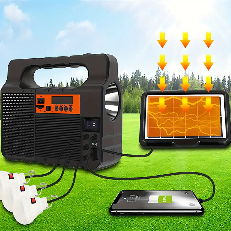 Portable Solar Searchlight: Outdoor Camping LED Light with Energy Storage-1