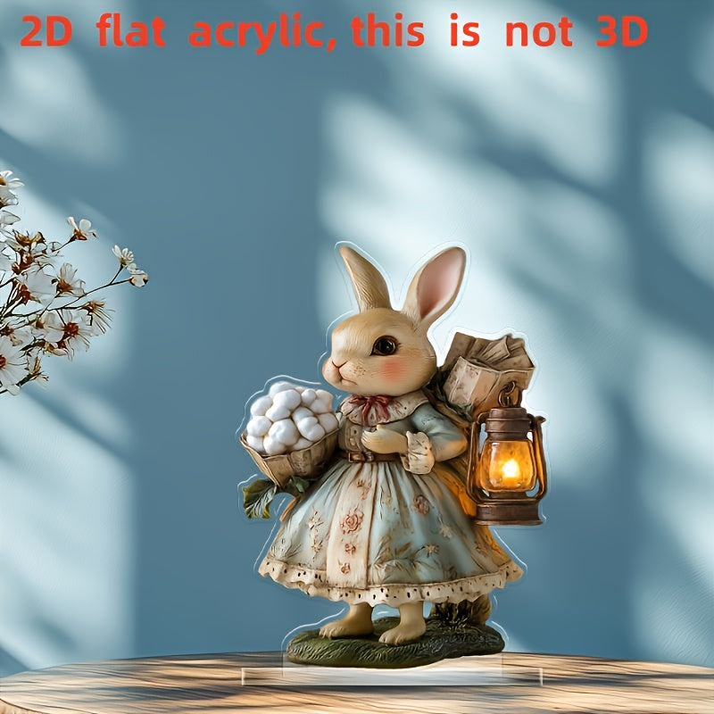 2D Boho Easter Bunny Acrylic Tabletop Statue-4