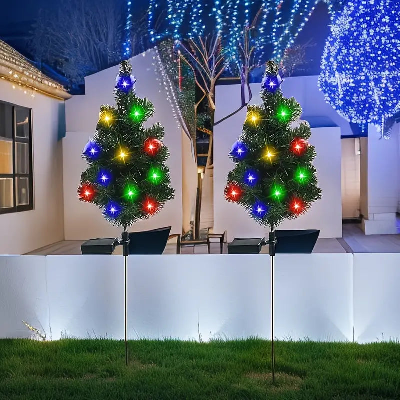 Celestial Blooms: Twin Solar-Powered Christmas Tree Lights-3