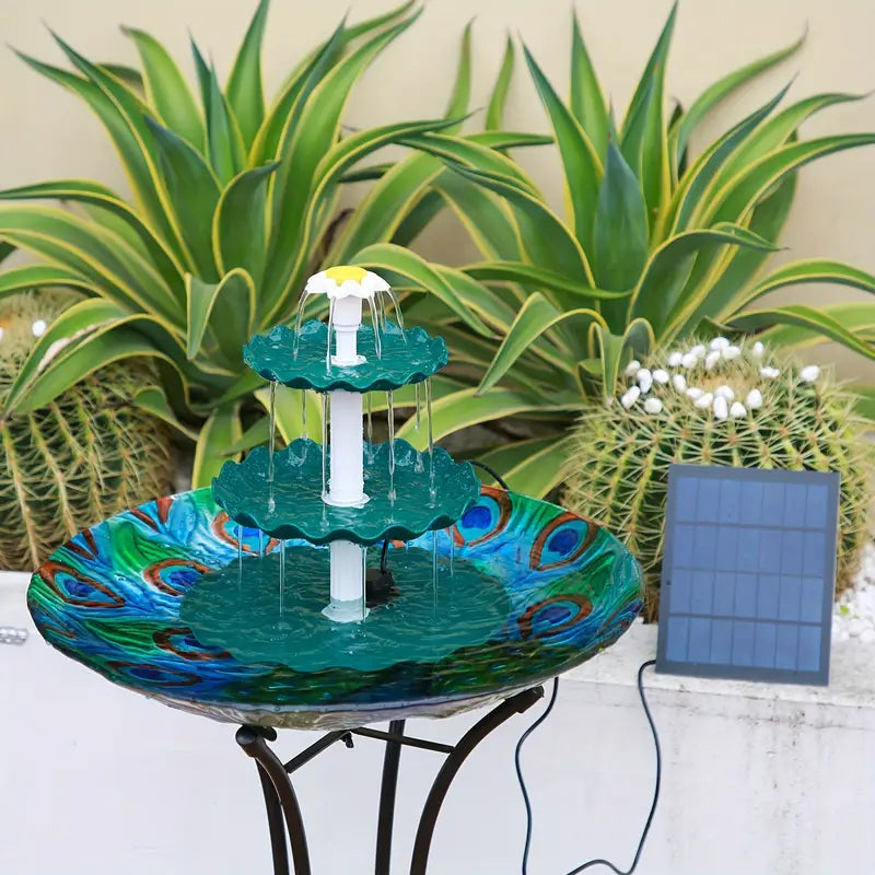 Solar-Powered 3 Tier Bird Bath Fountain Set-3