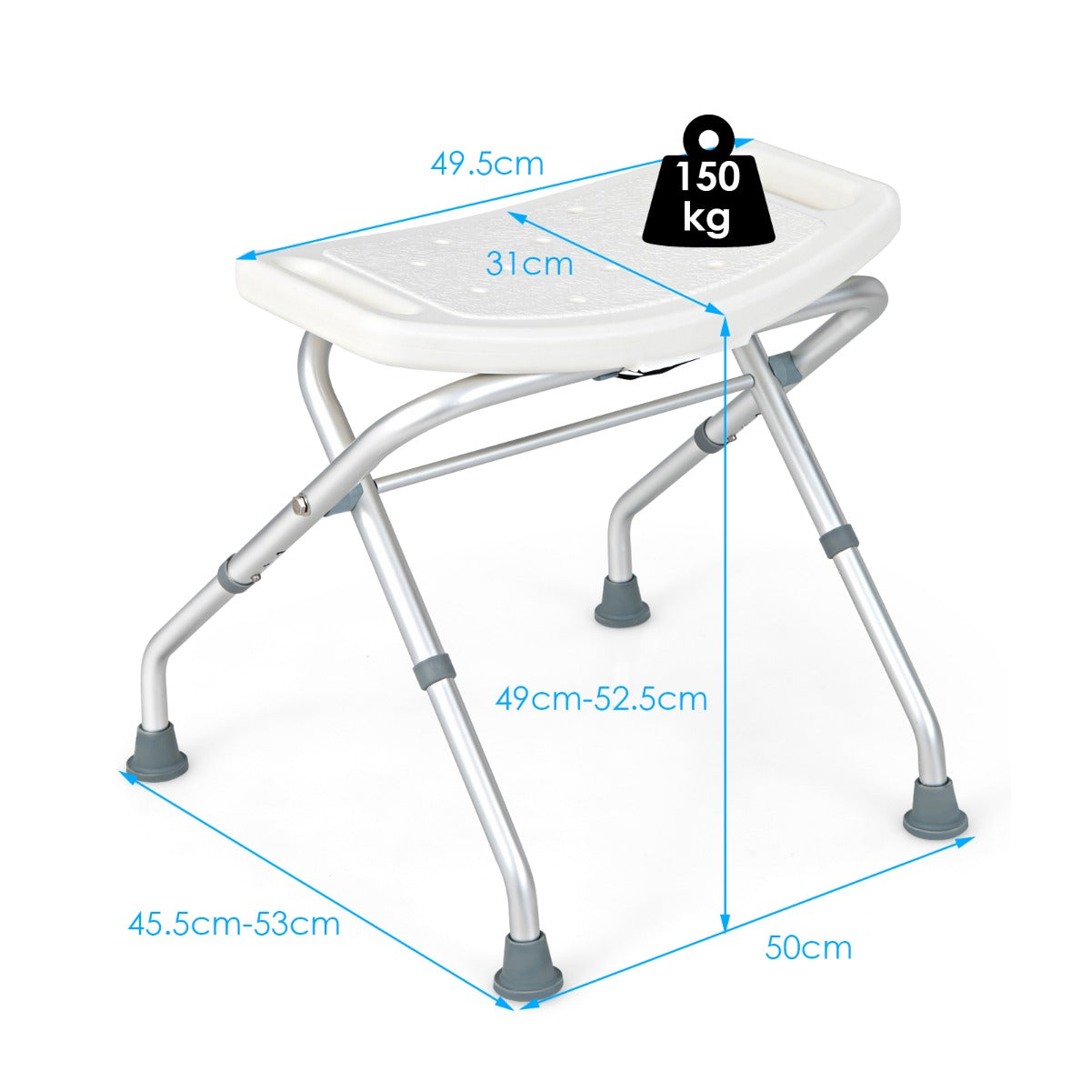NNECW 3-Level Height Adjustable Shower Seat with Handles-3