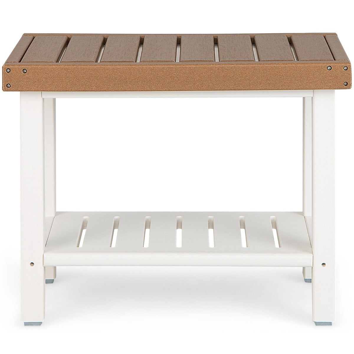 NNECW 2-Tier Waterproof Shower Bench with Storage Shelf & Anti-slip Pads-1