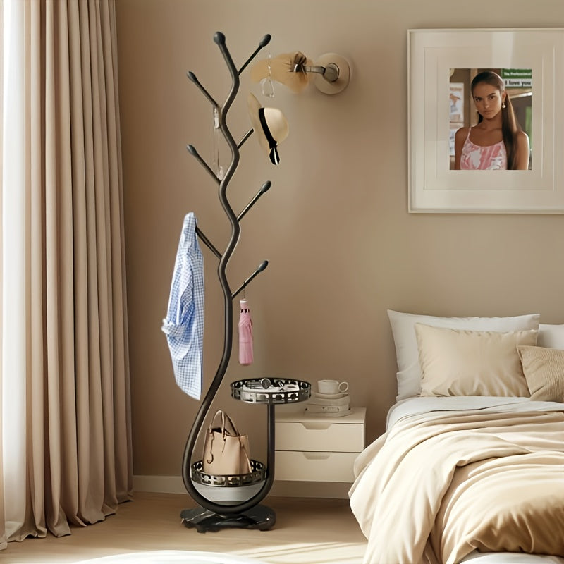 Freestanding Metal Coat Rack with Branch Hooks-3