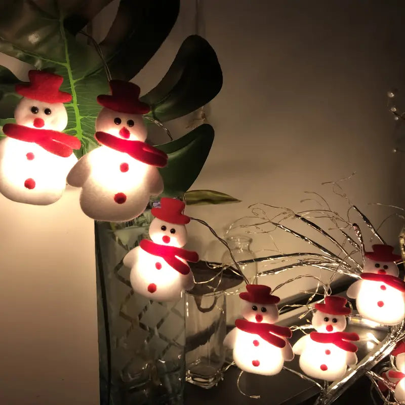 Charming LED Snowman String Lights for Festive Christmas Decor - Set of 10 Lights (5.4ft/1.65m)-3