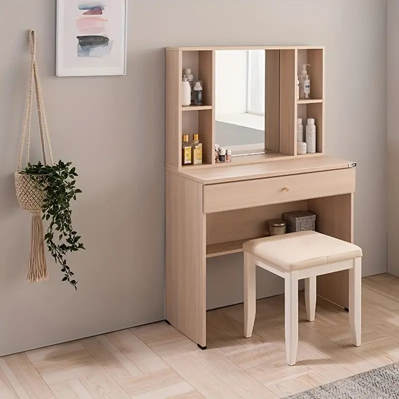 Minimalist White Dressing Stool - Bedroom Makeup Chair-1