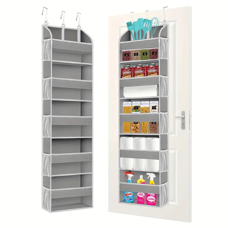 5-Shelf Over-the-Door Organizer with 10 Large Pockets - Light Gray-0