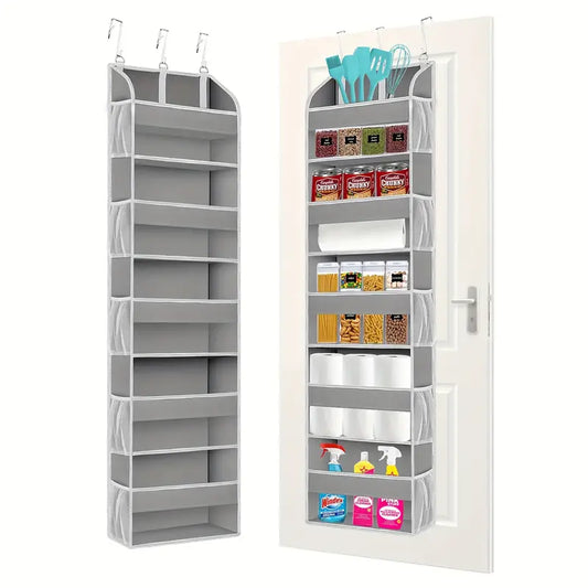5-Shelf Over-the-Door Organizer with 10 Large Pockets - Light Gray-0