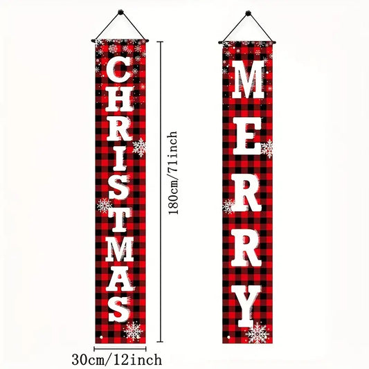 Enhance Your Festive Decor with Set of 2 Christmas Outdoor Porch Signs-1