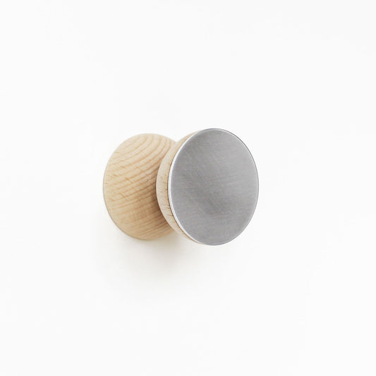 Geometric Beech Wood & Aluminium Wall Mounted Coat Hook / Knob-1
