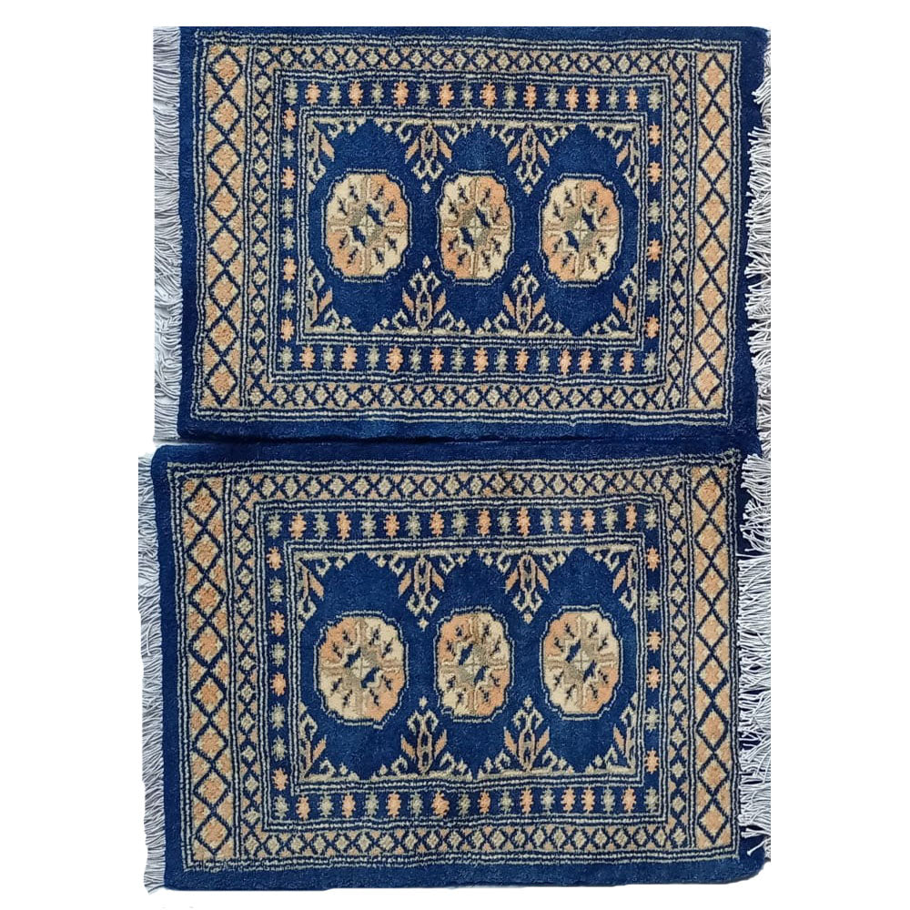 Bokhara Handknotted Blue Whale Woolen Mat-1