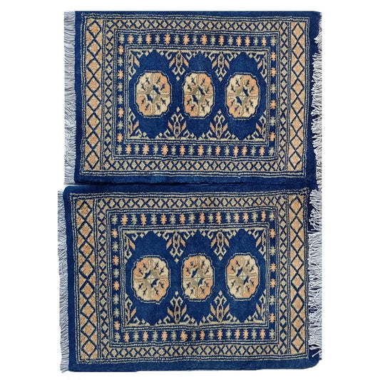 Bokhara Handknotted Blue Whale Woolen Mat-1