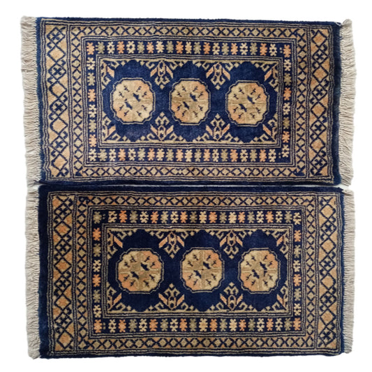 Bokhara Handknotted Blue Zodiac Woolen Mat-0