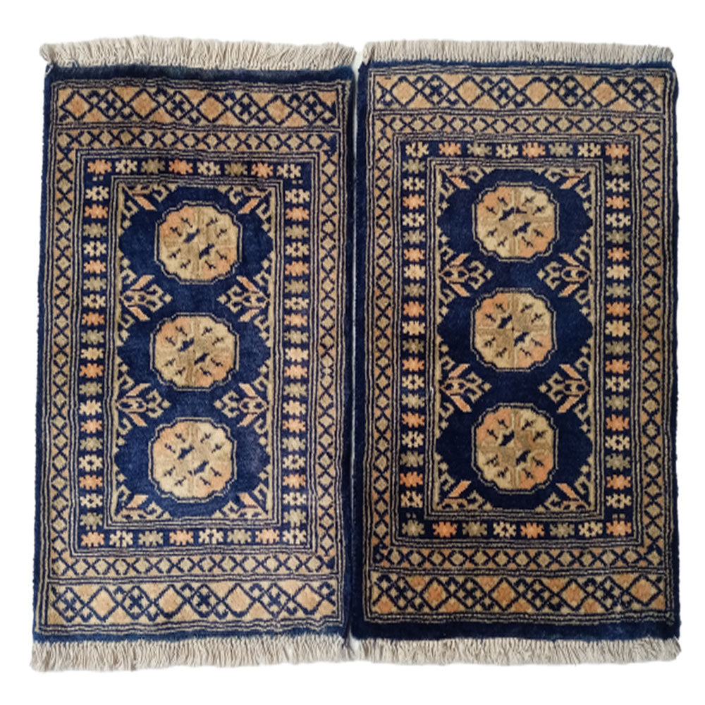 Bokhara Handknotted Blue Zodiac Woolen Mat-1