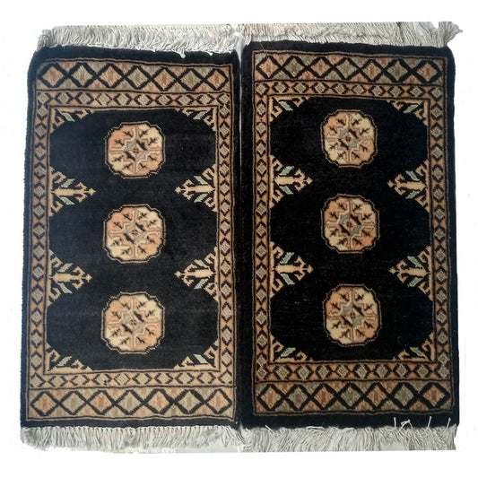 Bokhara Handknotted Black Bean Woolen Mat-0