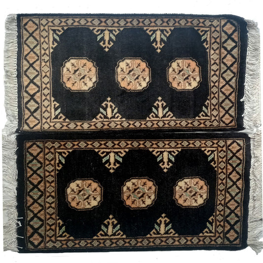 Bokhara Handknotted Black Bean Woolen Mat-1