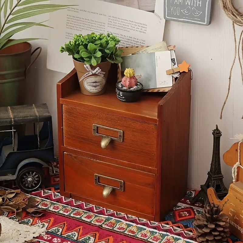 Vintage Solid Wood Drawer Cabinet with Metal Hanging Buckle-4
