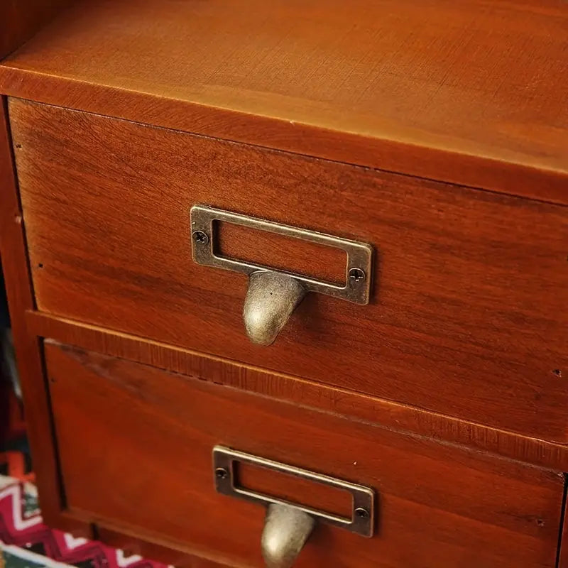 Vintage Solid Wood Drawer Cabinet with Metal Hanging Buckle-2