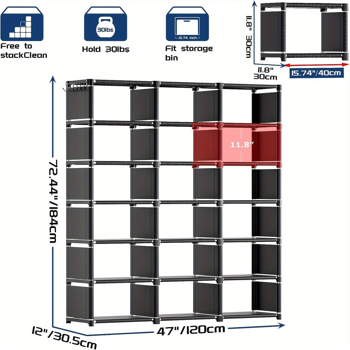 Metal Bookshelf Storage Organizer (18 Grid)-2