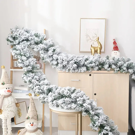 Snow Flocked Christmas Garland: Winter Frosted Pine for Festive Decor-1
