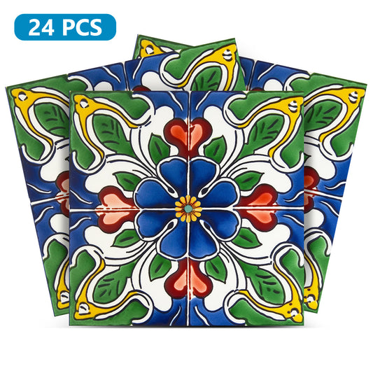 Multicolor Retro Design flower shaped beautiful Peel And Stick Tile Stickers Model - C75-0