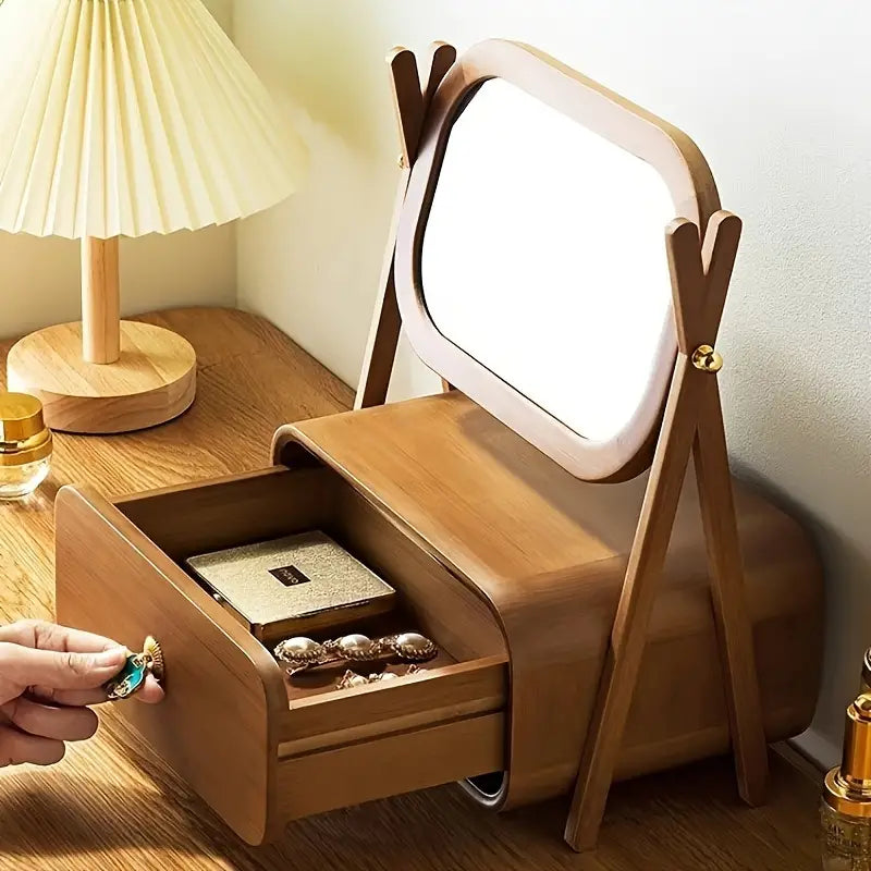 Classic High-Definition Makeup Mirror with Drawer-3