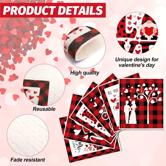 Romantic Red Check Valentines Day Placemats Set of 6-1