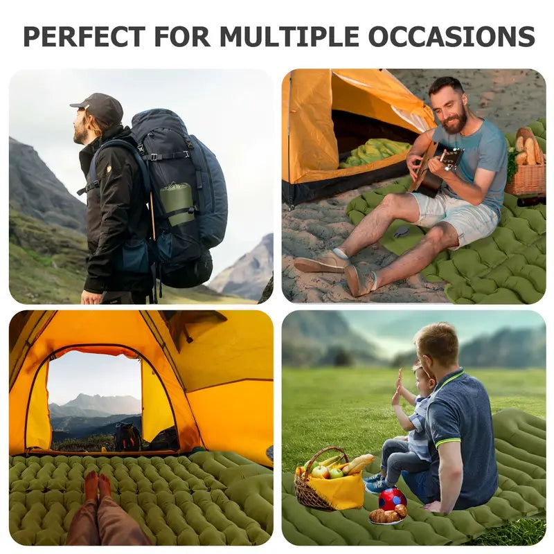 Ultimate Green Comfort Outdoor Inflatable Camping Mattress with Built-in Pillow-2